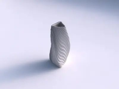 Vase twist triangle with wavy extruded lines 3 3D print model