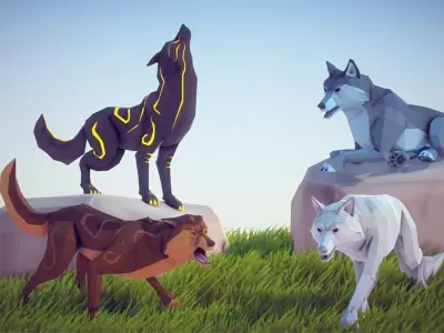 Poly Art Wolf Low-poly 3D model