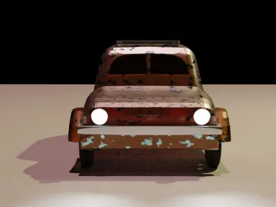low poly car old rusty Low-poly 3D model