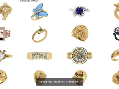 Face Hip Hop Ring 3D Model Collection