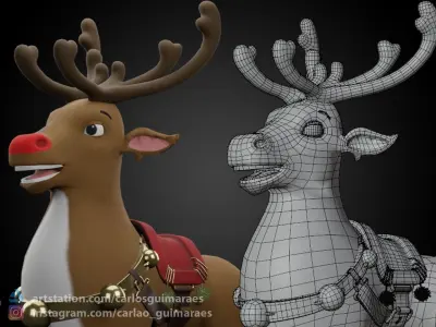 Rudolph Reindeer Cartoon Low-poly 3D model