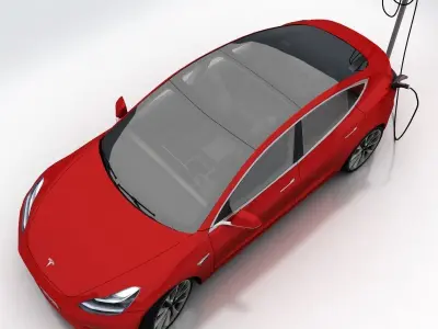 Tesla 3 electric car Low-poly 3D model