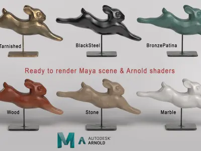 Rabbit lapin modern sculpture with 6 materials Low-poly 3D model