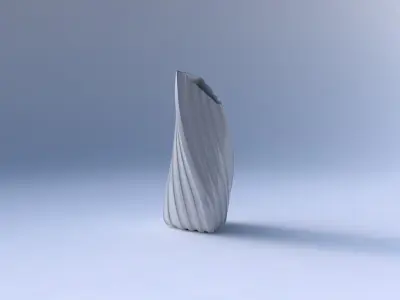 Vase twist tipped triangle with smooth vertical ribbons   3D print model