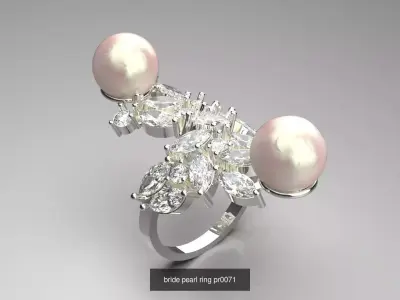 the Cocktail pearl stl 3d Rings and Open Cuff Rings collection 3D Model Pack