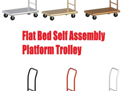 Flat Bed Self Assembly Platform Trolley Collection 03 3D Model Pack