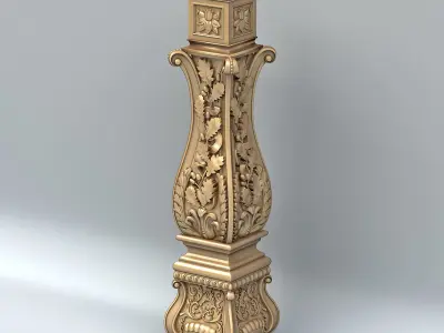 Newel post 004 3D model