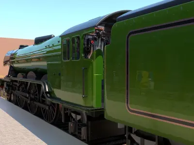 Flying Scotsman Steam Locomotive High Poly and Low Poly 3D model