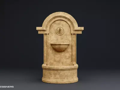 Vintage Wall Water Fountain Low-poly 3D model