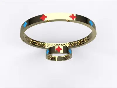  Roberto Ring and Bracelet with enamel SET-0031 3D print model