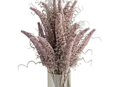 flowers plant in a bouquet glass vase 68 3D model