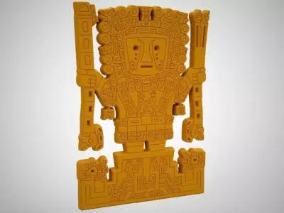 Viracocha aztec statue in turquoise 3D print model