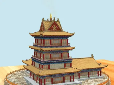 Chinese smoke ancient house 3D model