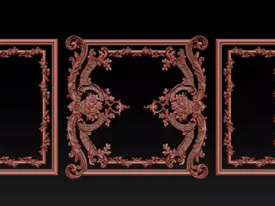 Ornamental Relief CNC Model for Wooden Doors and Wall Panels 2A 3D print model