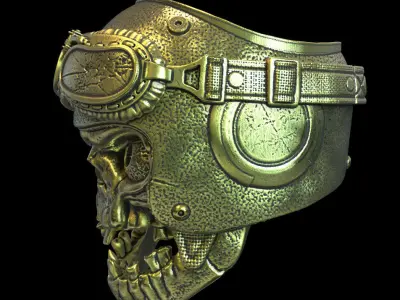 Skull ring biker helmet vol1  jewelry 3D print model