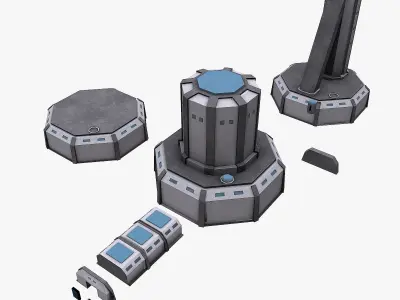 Sci-Fi Factory Low-poly 3D model