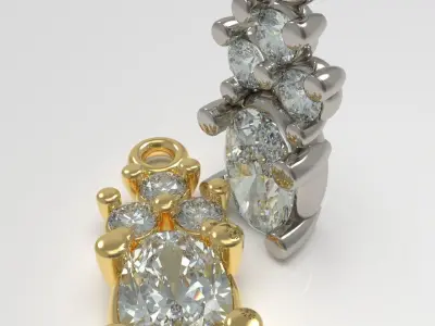 Pendant with oval gem 3D print model