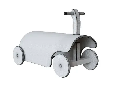 Retro Plywood Push Car Low-poly 3D model