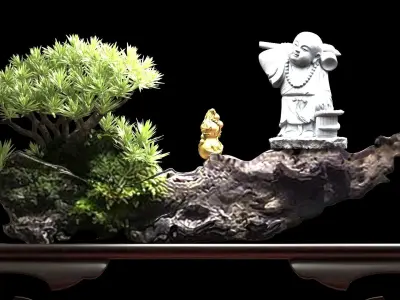 Chinese gourd  with Buddha  monk  3D model