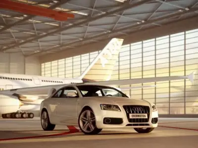 Audi A6 Coupe White With Silver Rims And Turbo 3D model