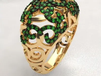 Openwork gems ring 3D print model