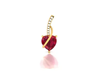 Solitaire Women Heart Pendant 3DM STL OBJ FBX Render Details 3D print model
