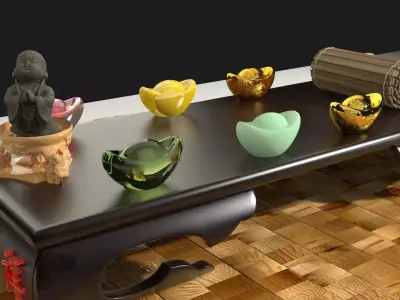 Chinese monk kid  and  bamboo slip  3D model