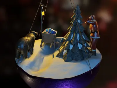 Christmas tree decoration Low-poly 3D model buy