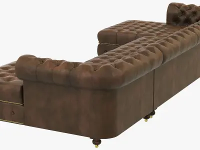 Restoration Hardware Cambridge Leather U-Chaise Sectional 3D model