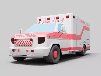 Cartoon Emergency Vehicle Pack - Rigged Ambulance Fire Trucks Low-poly 3D model
