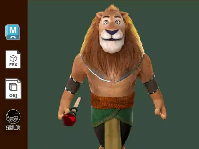 Cartoon Lion NoRig 3D model