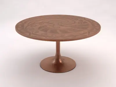 SIDE TABLE---Round support and monopod in copper 3D model