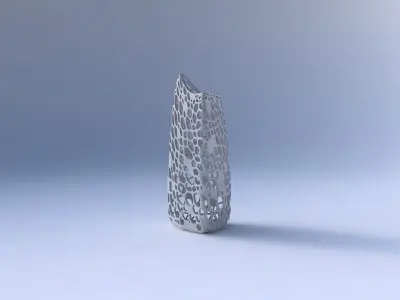 Vase curved tipping triangle 2 with dense organic lattice 3D print model