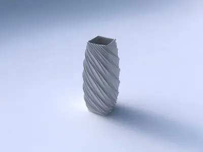 Vase rectangle with wavy extruded lines 3D print model