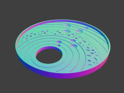 Cosmic decorative palette with the solar system and orbits 3D print model