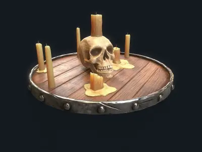 Medieval Candles Skull Low-poly 3D model