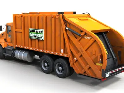 Industrial garbage truck Low-poly 3D model