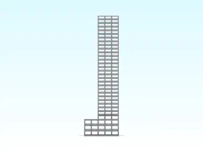 Reinforced concrete high-rise building 3D model