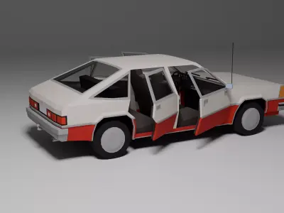 Low Poly 1980s Compact Hatchback 3D Model Car11 Low-poly 3D model