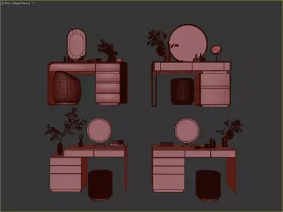 Modern Luxury Vanity Set Collection 3D Model 3D model