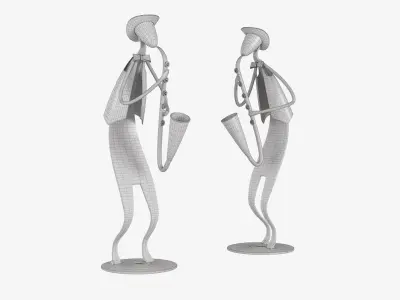 The set of five statuettes of jazz musicians 3D model