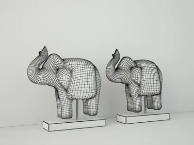 Elephants on Stand 3D model