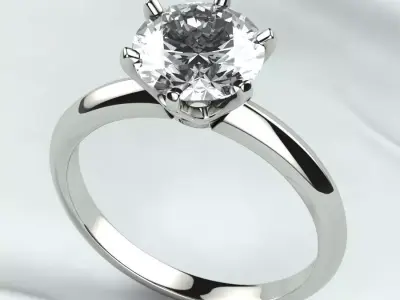 8mm Gemstone Tiffanys Style Gold Ring 3D print model