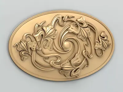 Round rosette 045 Art Nouveau 3D model