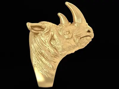 Realistic Rhino Head Men Ring 8357 2459 3D print model