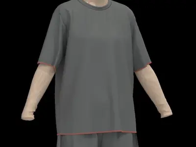  Female oversized tshirt  overalls short 3D model