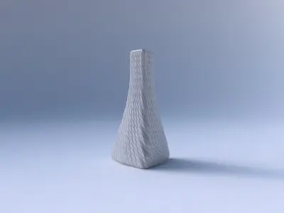 Vase grounded triangle with twisted diagonal grid bulges 3D print model