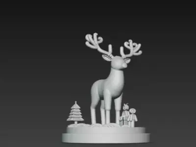3D Reindeer on Podium Christmas Decoration 3D print model