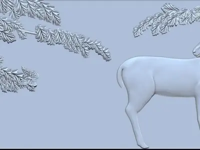 Deer 3D Bas Relief STL Model CNC Wood Carving  Engraving Fil 3D print model