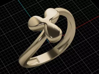 Y alphabet bypass shell hallow ring 3D print model